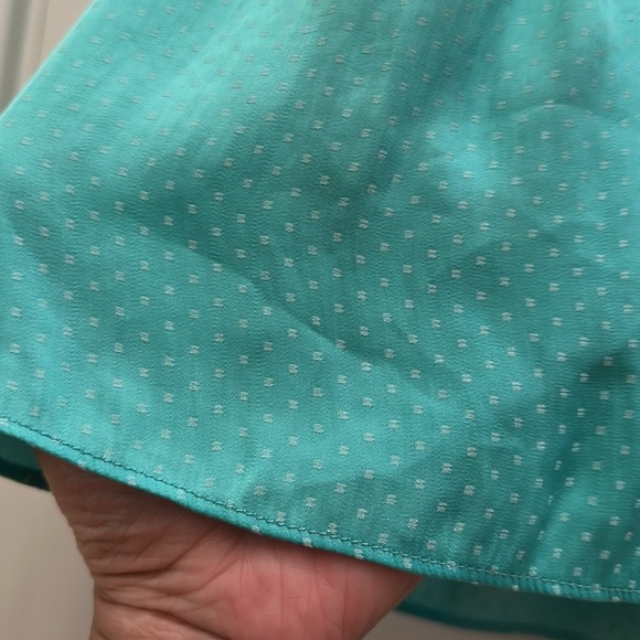 Caballero Collection Kelsie Ruffle Blouse Top Green Dot SzSmall - Picture 2 of 6